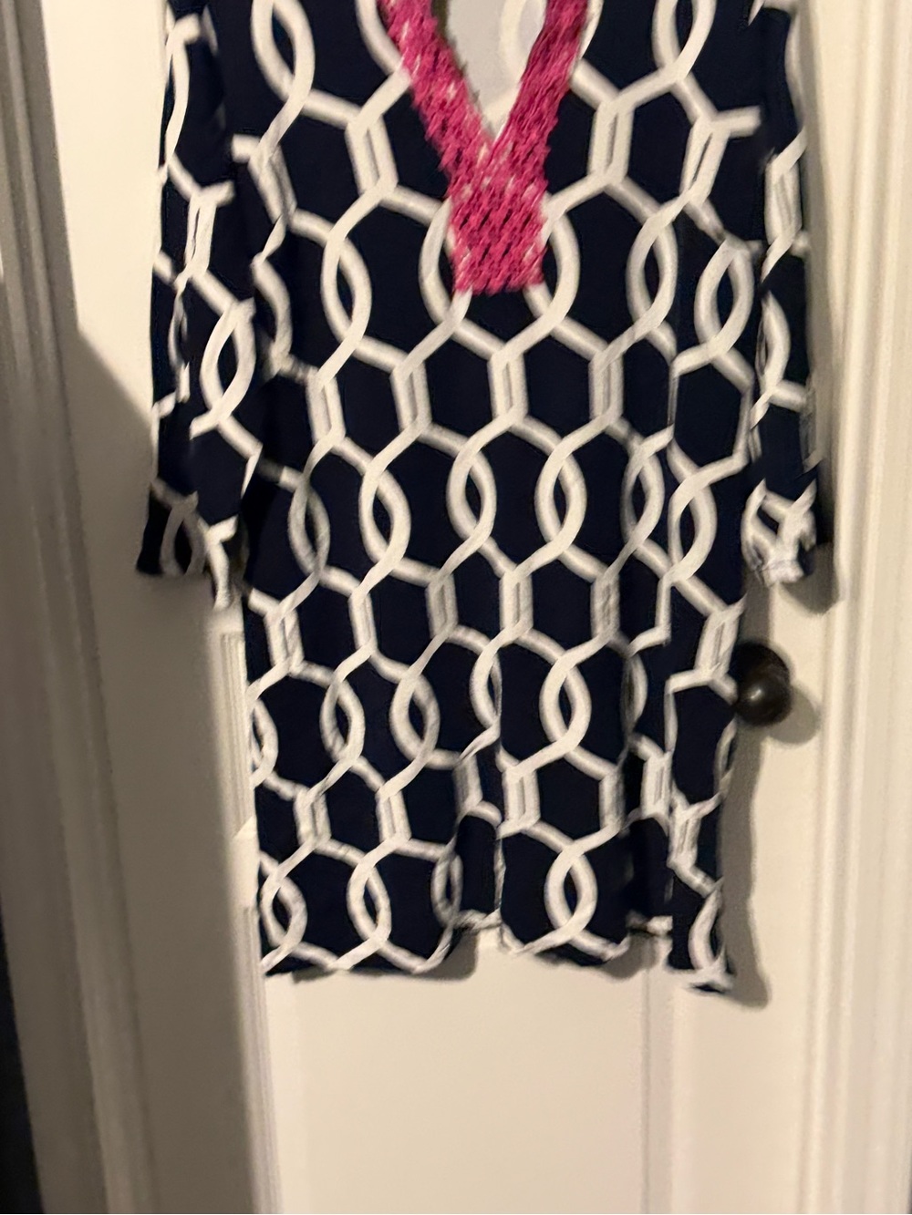 crown & ivy Navy Tunic with Pink Trim